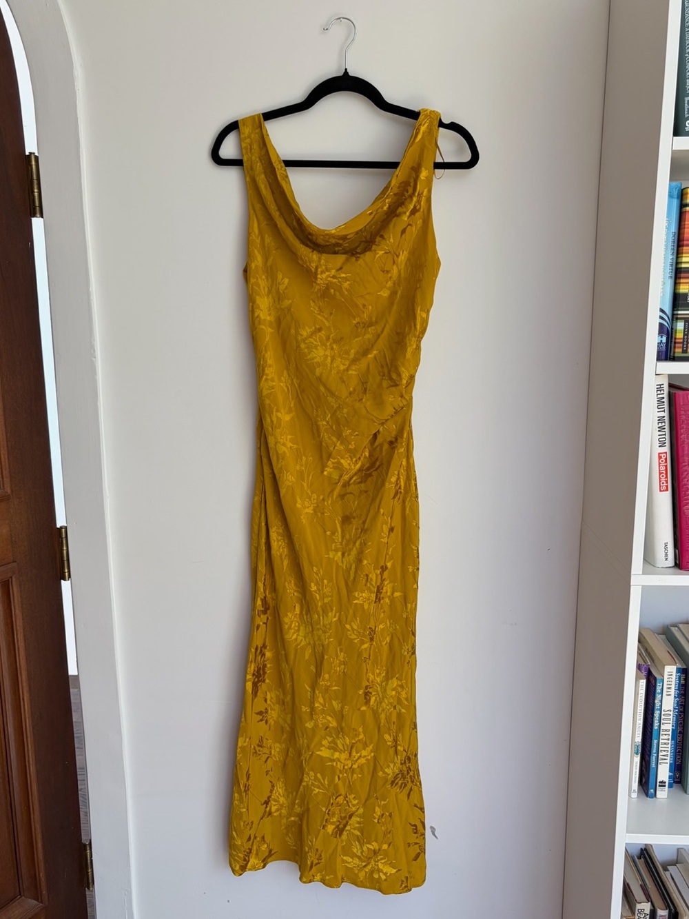 Yellow Slip Dress Open Back Details - Elegant Floral Satin Zara